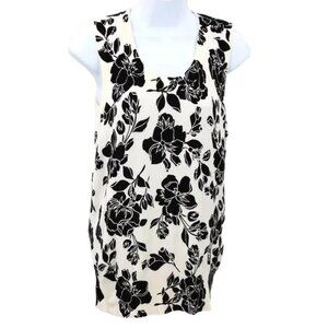 H&M White /Black Floral Print Sleeveless Top